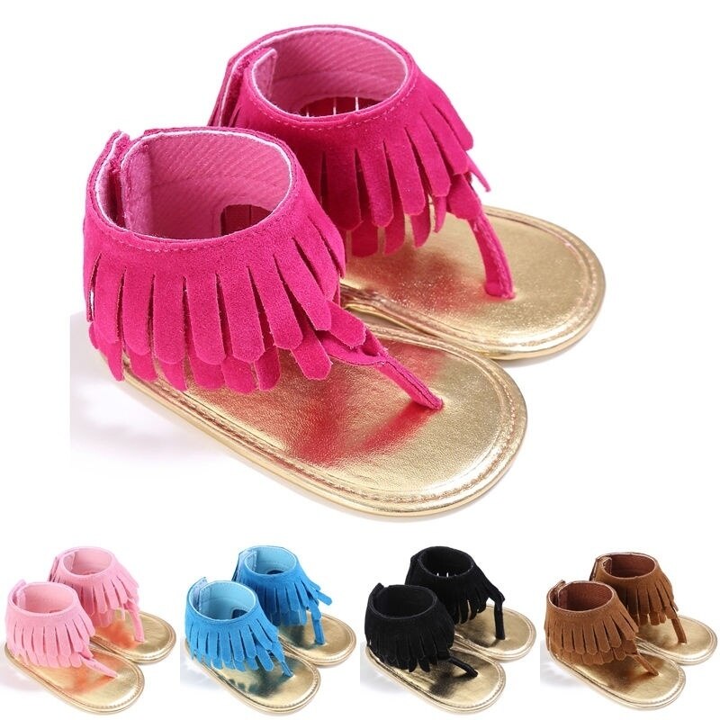 Baby Meisjes Kids Sandalen Kwastje Anti-Slip Zomer Wieg Schoenen Zachte Zool Sandalen