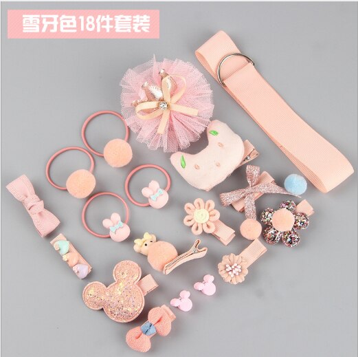 Children's Hair Accessories 18 Piece Set Girl Headdress Baby Korean Princess Super Fairy Cute Little Girl Hairpin Baby Hairpin: Colorful