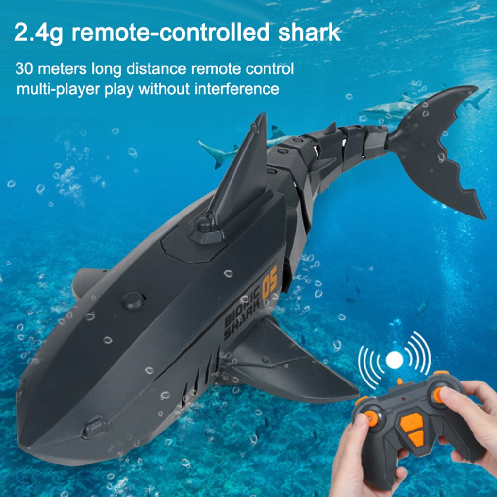 RC Shark Toys Electric Waterproof Shark Toys for Pond Pool Party Decor Black