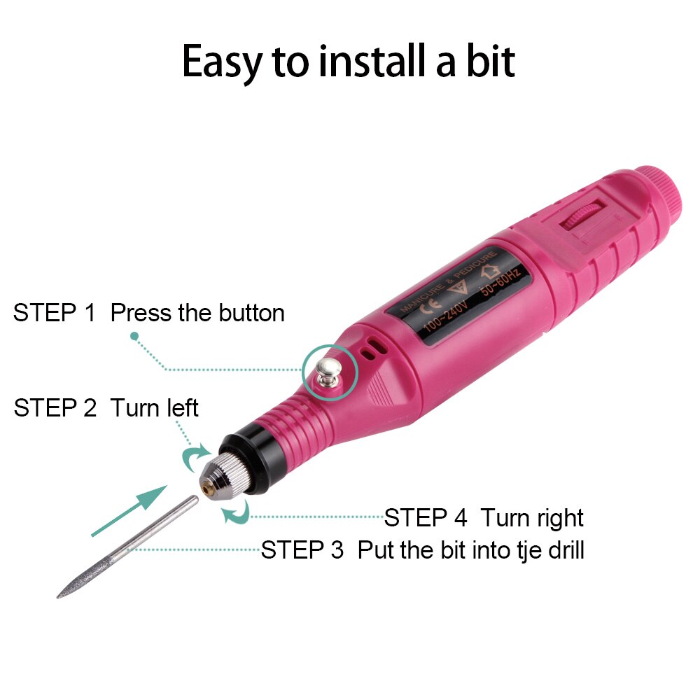 Taladro eléctrico para uñas, herramienta para manicura y pedicura, cuidado de los pies, 1 unidad