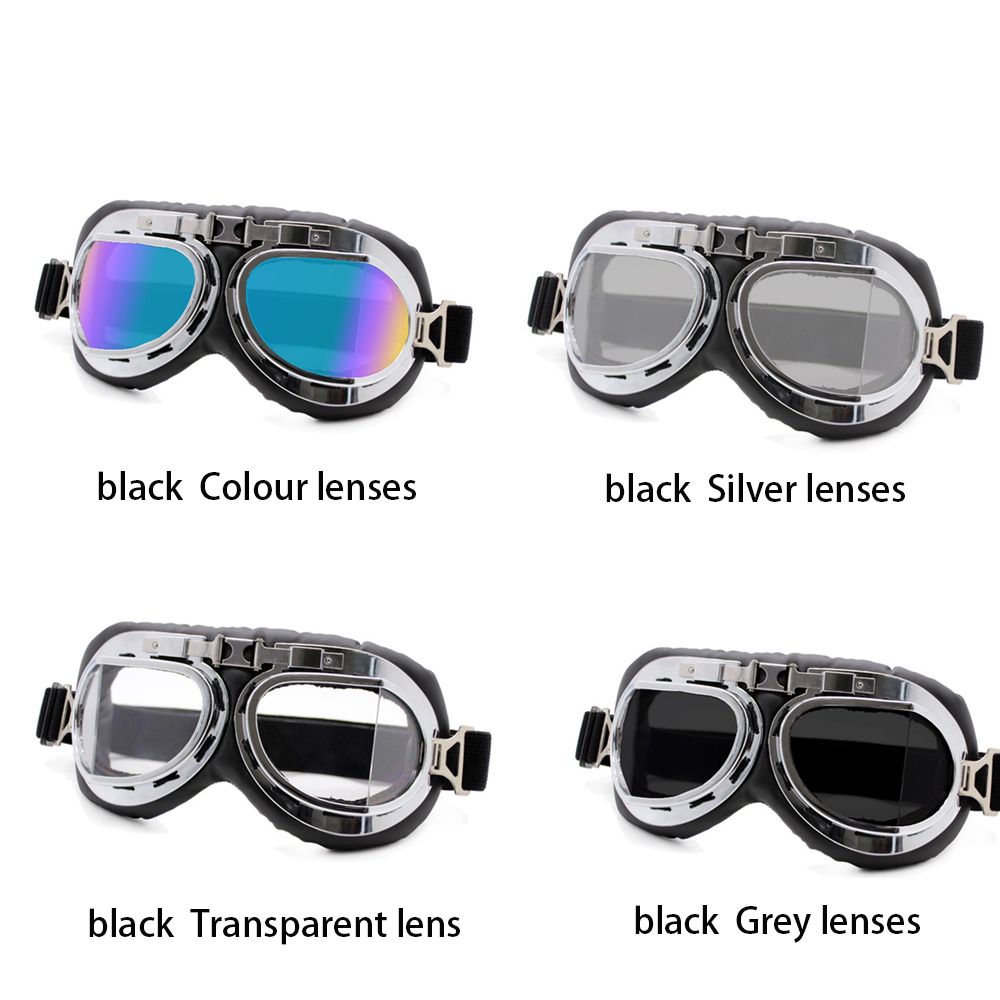 Retro Vintage Pilot Goggles Motor Protective Gear Glasses For Motorcycle Cruiser Cafe Scooter