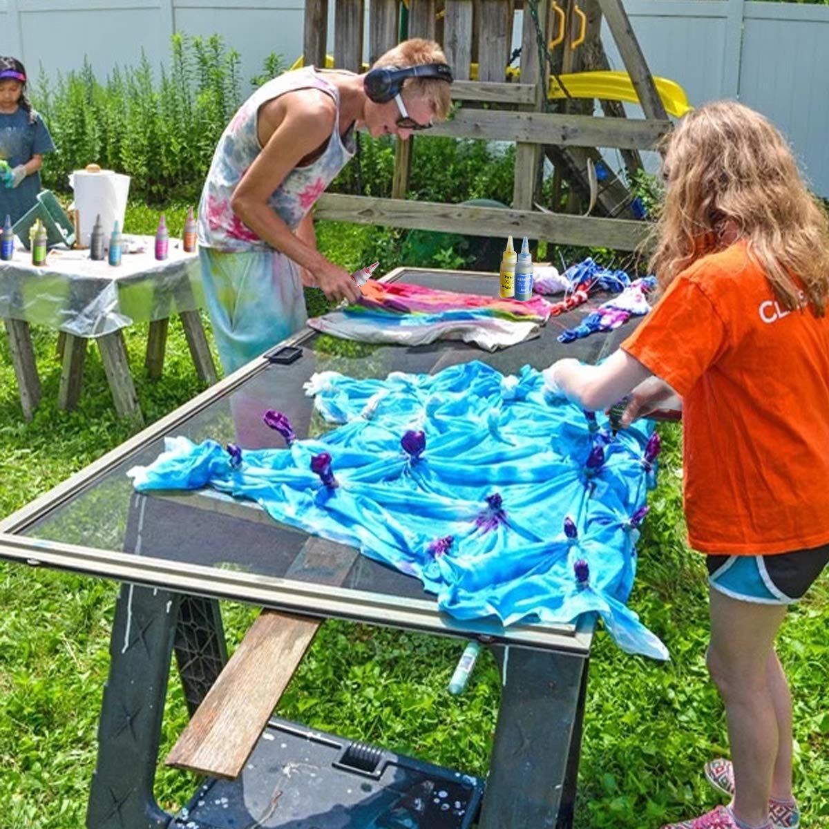 5-Color Tie Dye Kit，DIY Tie-Dye by yourself，Fuchsia+Oranger+Yellow+Lime+Turquoise