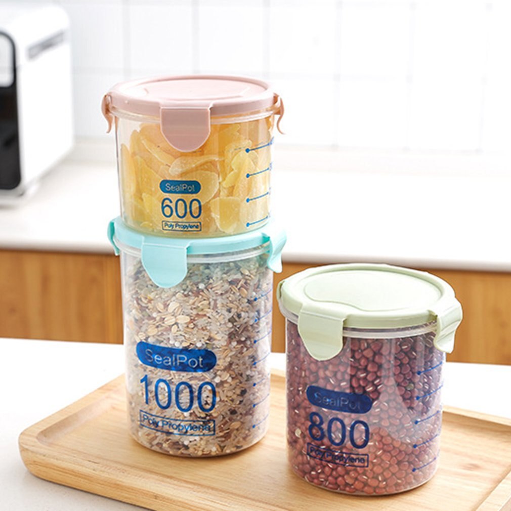 Jarras de plástico para almacenamiento botella para almacenamiento de alimentos segura no tóxica hermética 600ML