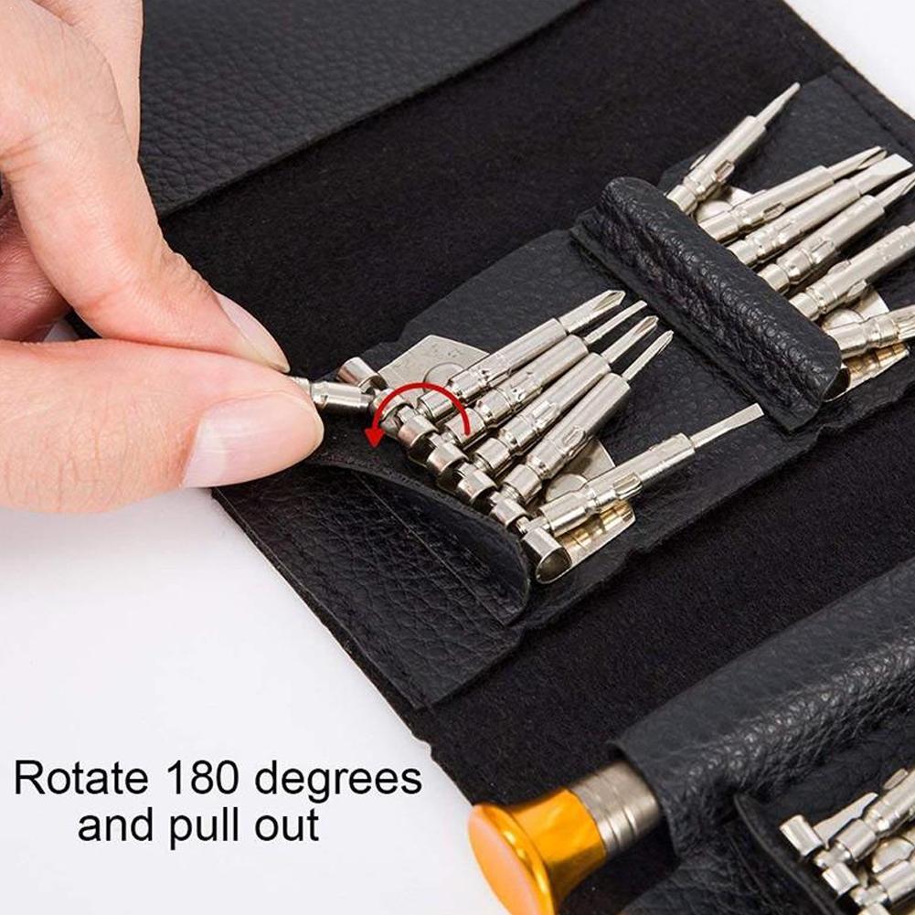 25 In 1 Schroevendraaier Magnetische Wallet Leather Case Schroevendraaier Reparatie Horloge Gereedschap Voor Mobiele Bril Telefoon Precisie Set Kit Q3I5