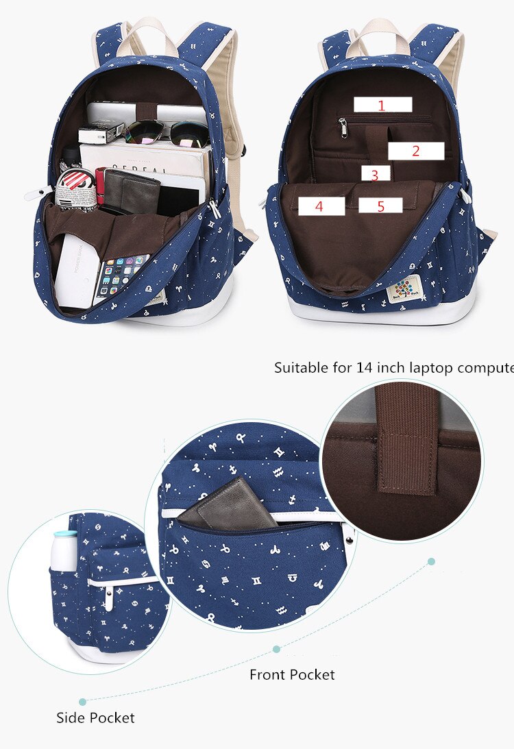 FengDong schwarz leinwand druck kinder rucksack schule taschen für mädchen reise laptop rucksack kinder computer tasche mädchen bookbag