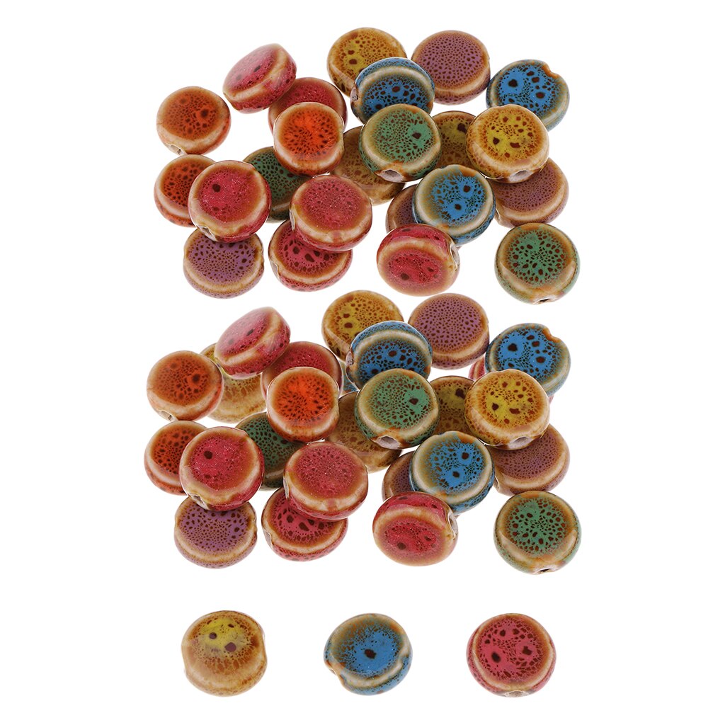 60pcs Handmade Round Porcelain Ceramic Beads 14mm For Jewelry Bracelet DIY