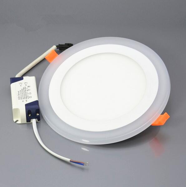 6 w 9 w 16 w 24 w dubbele kleur led-paneel downlight, ronde led plafond verzonken paneel licht, super bright 2835 led chip led panel licht