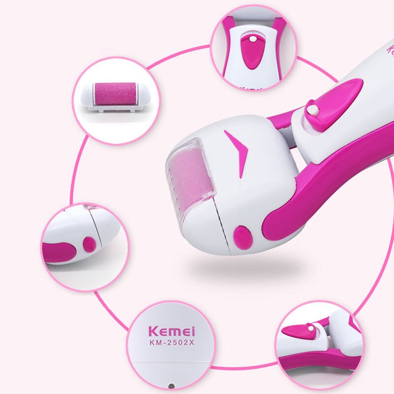 Kemei-Lima eléctrica para pies Dispositivo de eliminación de piel muerta dura, exfoliante para pie, removedor de talón, herramientas de cuidado de pedicura