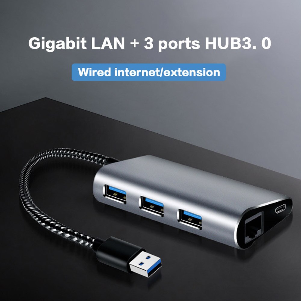 5-in-1 USB-C Hub - 3x USB 3.0, RJ45 Ethernet, PD Port - Driverless for Windows/Mac: USB to USB Hub