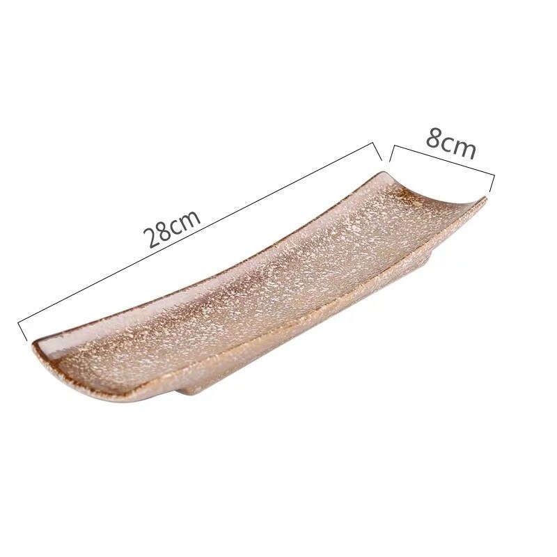 Japanese Style Ceramic Leaf Shape Sushi Plate Rectangular Fruit Dish Porcelain Snack Dessert Plate Retro Tableware: B