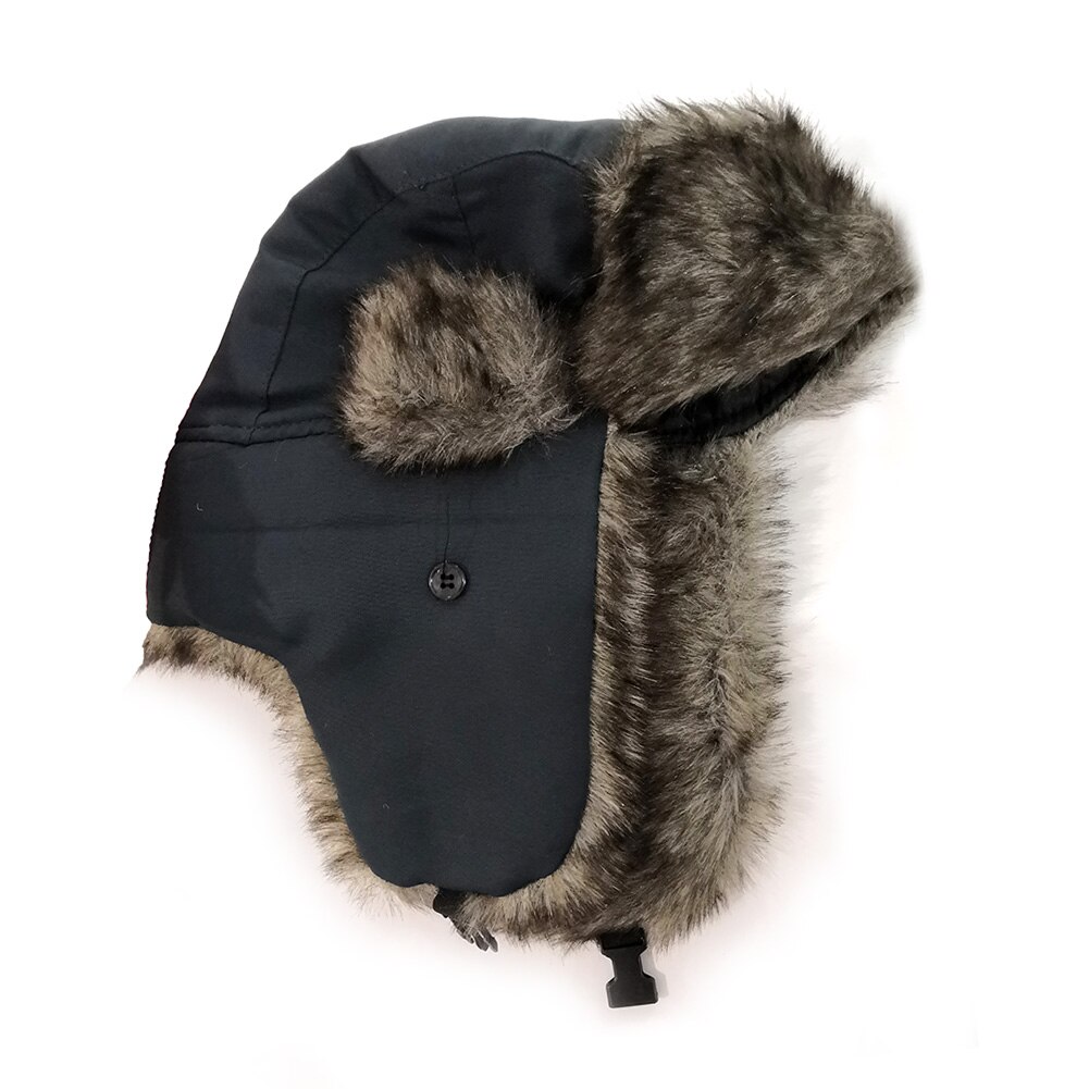 Unisex mænd kvinder russisk hat trapper bomber varm trooper øreklapper vinter ski hat solid fluffy imiteret pels kasket hovedbeklædning motorhjelm: Grå