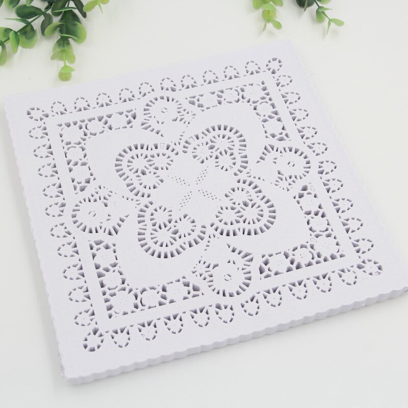 (250 unids/lote) tapete de papel cuadrado de 8 pulgadas con encaje, tapete para manualidades, tapetes, decoración de servicio de mesa navideño para bodas, barbacoa, comida, Bakin