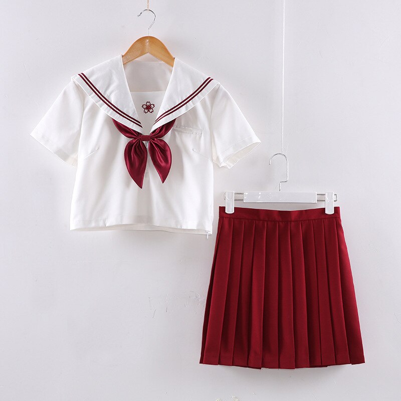 Summer School Uniform For Girls Japanese Cosplay JK Short-sleeved Sailor Tops Pleated Skirt Sets College Series Costume C50168AD