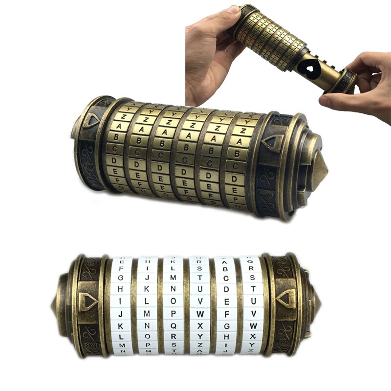 Leonardo da vinci código brinquedos metal cryptex fechaduras presentes de casamento dia dos namorados presente letra senha escapar câmara adereços