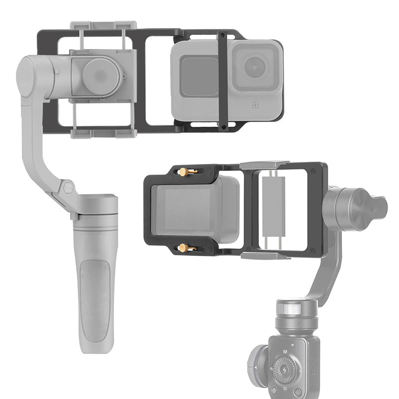 Handheld Gimbal Adapter Schakelaar Mount Plaat Actie Camera Gimbal Mount Plaat Spalk Voor Dji Osmo Action Gopro Hero 9 8 zwart