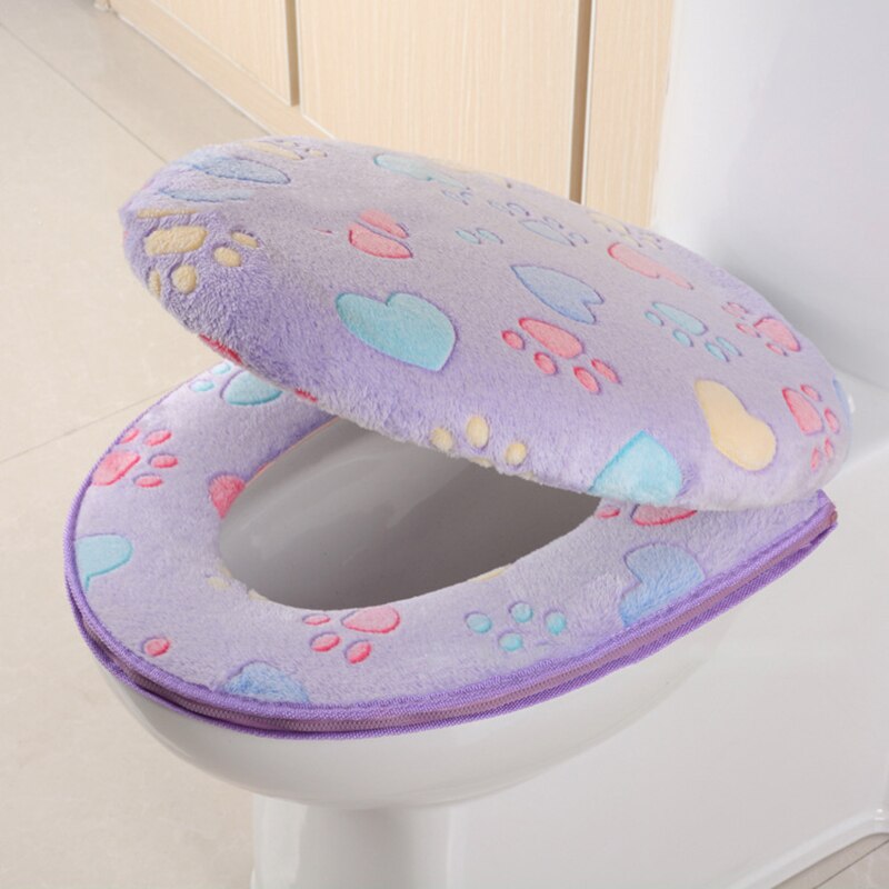 Tykt koral fløjl luksus toilet sædebetræk sæt blød varm lynlås en/to-delt toiletkasse vandtæt badeværelse wc betræk