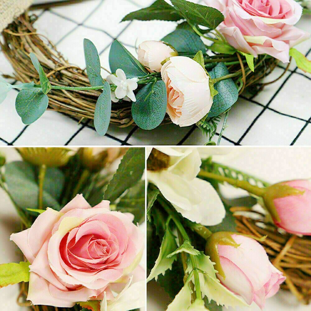 Décoration de mariage rotin couronne métal cerceau couronne décor Floral cerceau noël Navidad décor pour la maison suspendus fleur artificielle