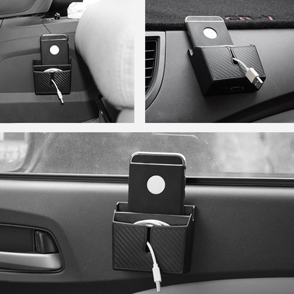 Carbon Fiber Pattern Car Dashboard Storage Box Car Mounted Mobile Phone Glove Box Organizer for Phone Sunglasses Keys