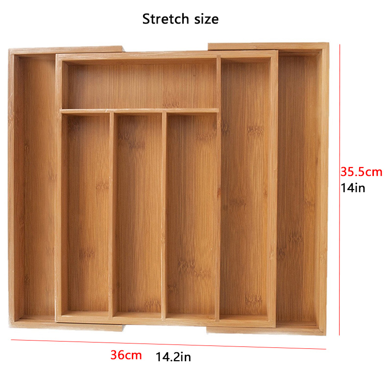 Bamboo Expandable Drawer Organizer, Premium Cutlery and Utensil Tray, Bamboo, Adjustable Kitchen Drawer Divider