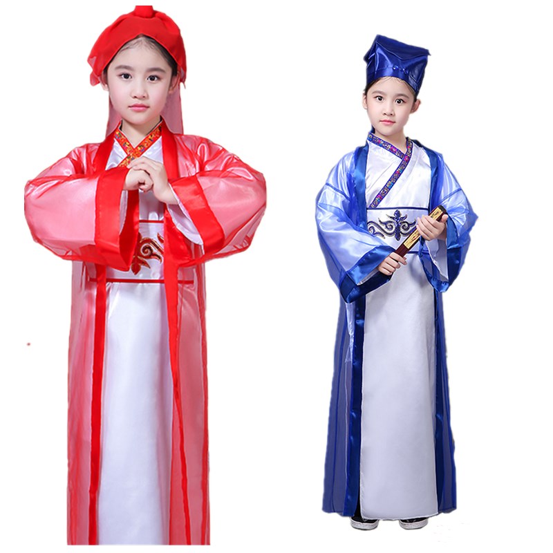 Chinese Stijl Geleerde Kleding Oude Nationale Kostuums Traditionele Kinderen Hanfu Gewaad Cosplay Stage Performance Tonen Slijtage
