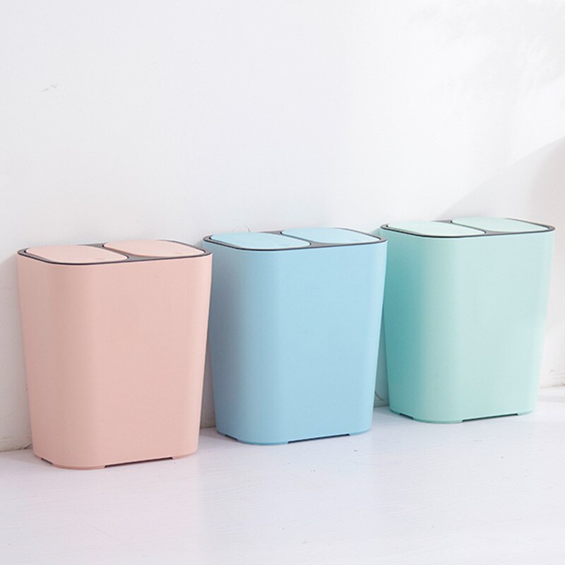 Large Capacity Waste Bins Double Cover Multifunction Classified Garbage Storage Can Pressing Covered Household Toilet Dustbins
