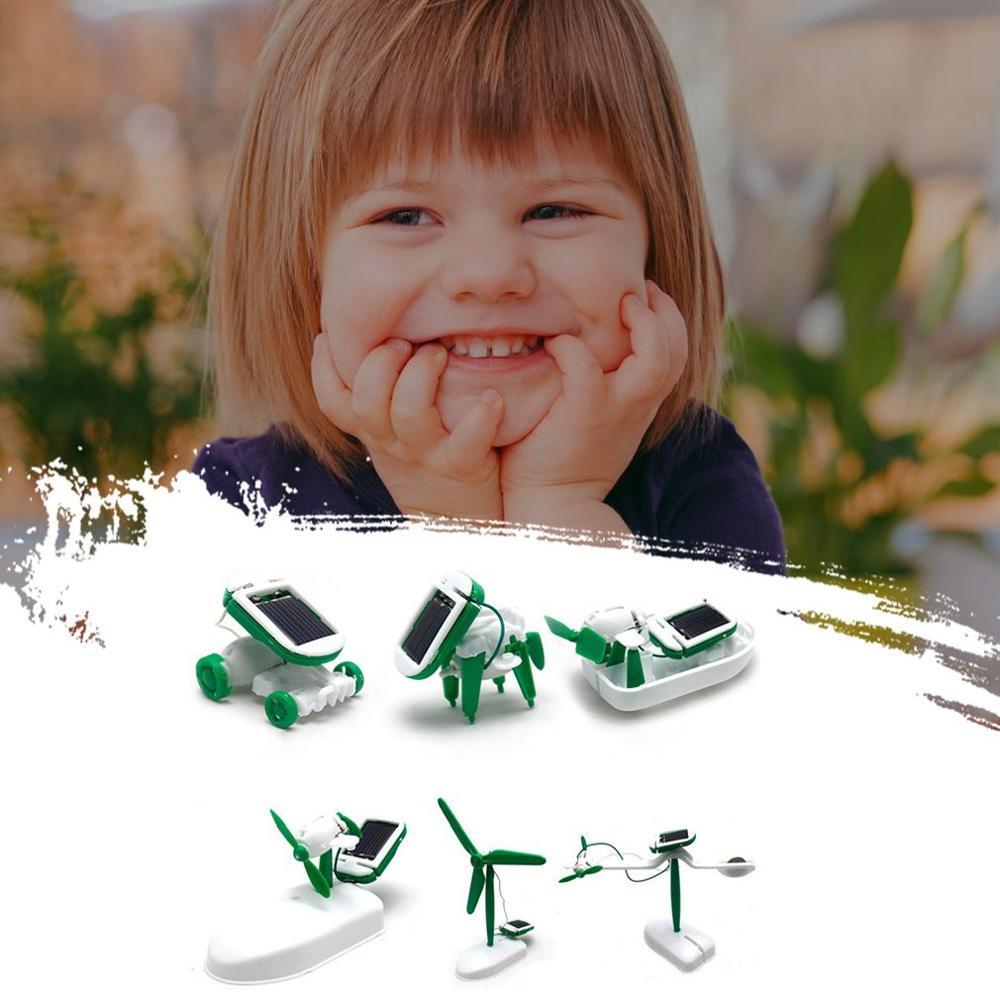 6 in 1 solrobot model kit videnskab legetøj til børn diy samle flyvemaskine båd bil tog model uddannelsesmæssig jul