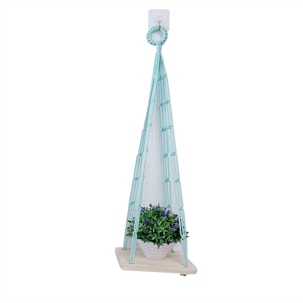 Handgemaakte hangende touwmand, gevlochten plantenhanger, henneptouw bloempotten voor doe-het-zelf tuin, groene vergroening huisdecoratie: Klein houten bord