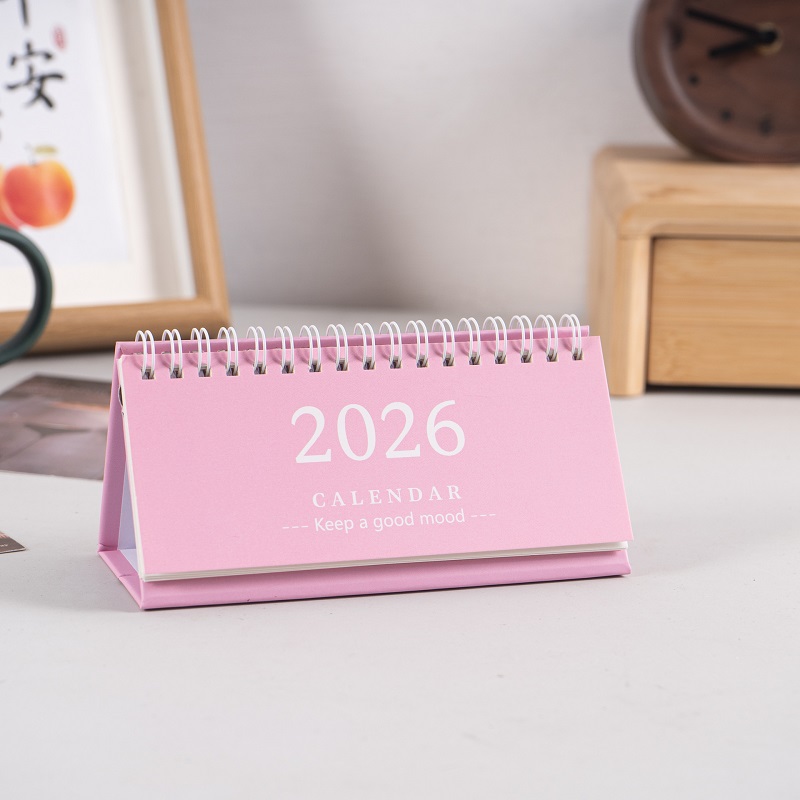 Simple Style English Mini Desk Calendar Desktop Display Portable Calendar Desktop Decoration Handmade Diary: light green