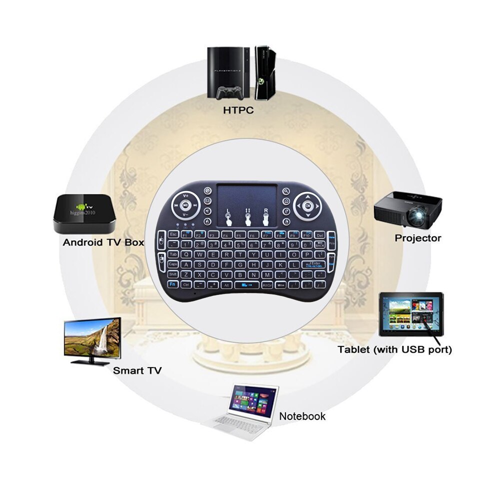 i8 Mini Wireless Keyboard 3 Colors Backlit 2.4ghz English Russian 3 Colour Air Mouse with Touchpad Remote Control Android TV Box