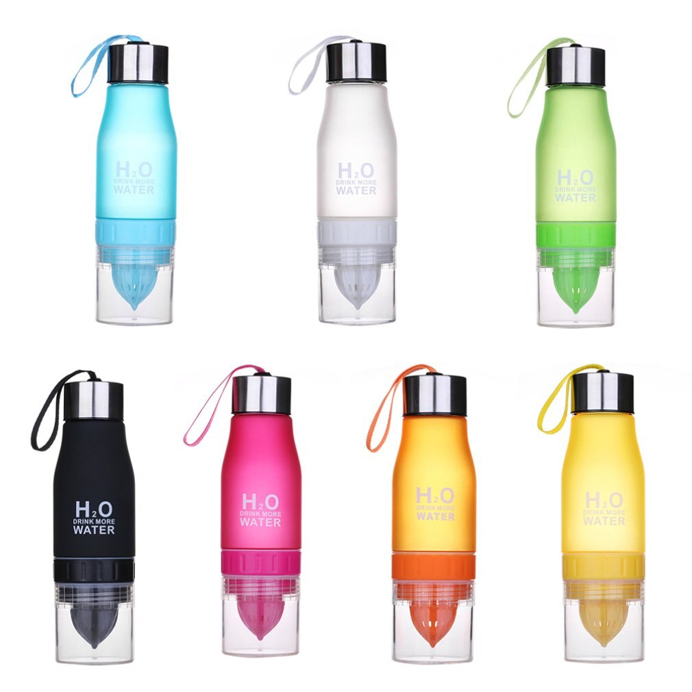 Lemon Juice Infuser Water Bottle 650ml Plastic Portable Casual Fruits Juice Cup For Water Sport Drinking Bottles Color