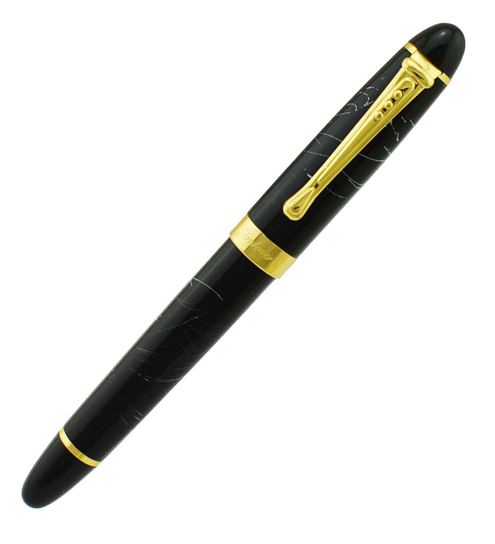 Jinhao X450 Metalen Kalligrafie Gebogen Nib Vulpen 450 Geavanceerde Klassieke Inkt Pen met Gouden Clip voor Kantoor School Thuis praktijken: Black White Lines
