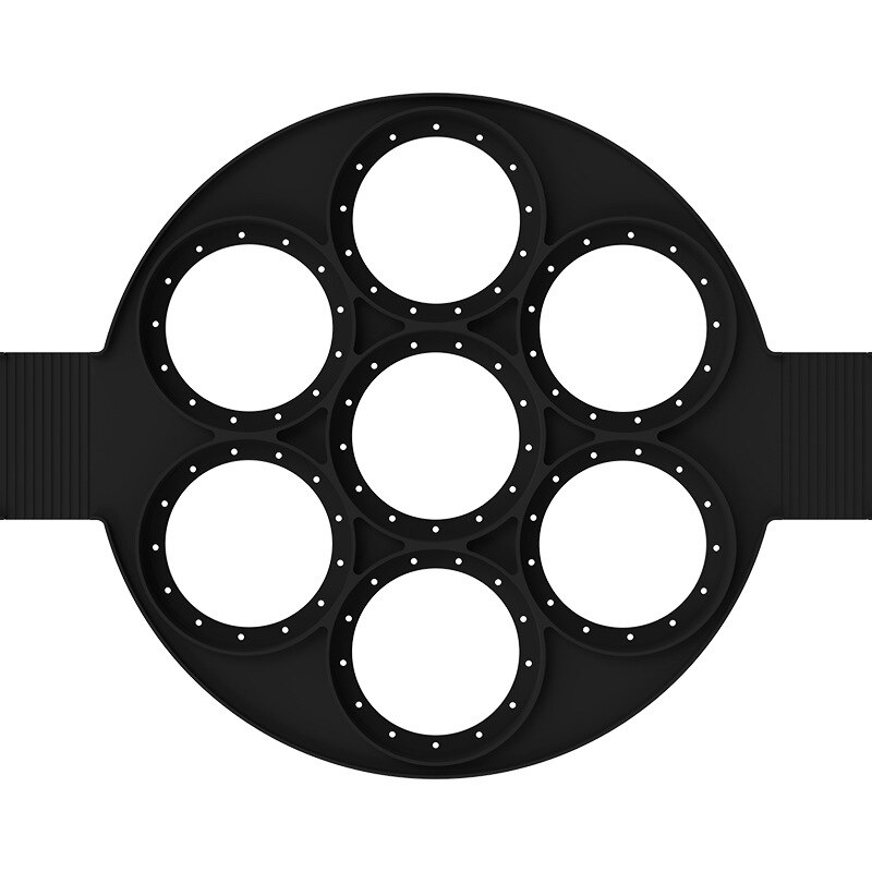Molde de silicona antiadherente para hacer tortillas de huevo, molde de anillo para hornear, cocina, , 1 unidad: 7 holes black