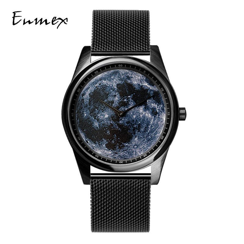 Reloj de pulsera de especial de individualización Enmex, 3D moonscape, reloj de cuarzo de de acero neutro para hombre