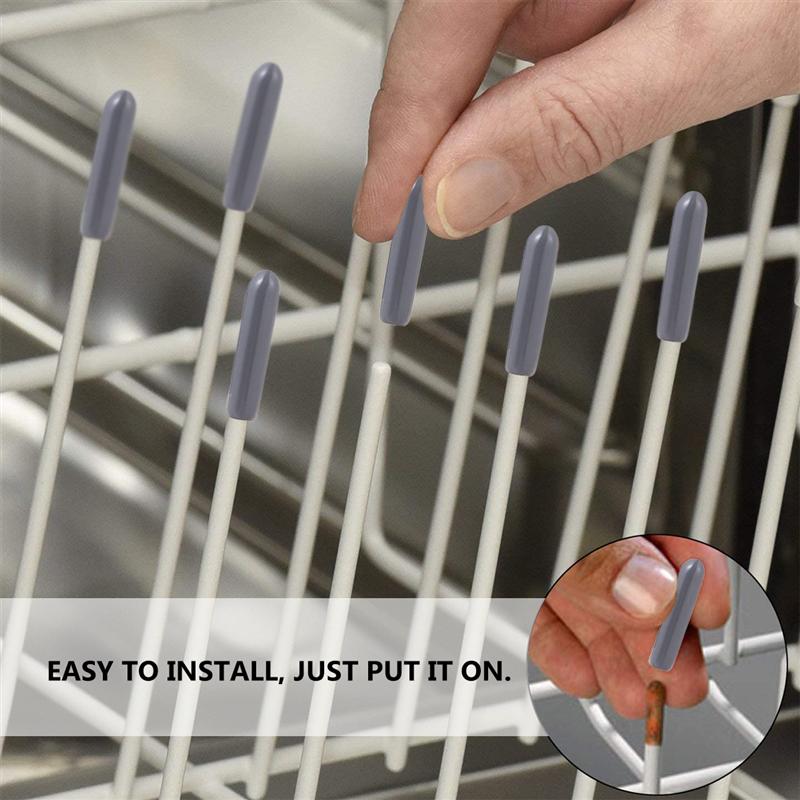 200PCS Dishwasher Rack Caps Tip Tine Cover Cap Flexible Round End Caps Dishwasher Tip Protective Cap Set (Grey)