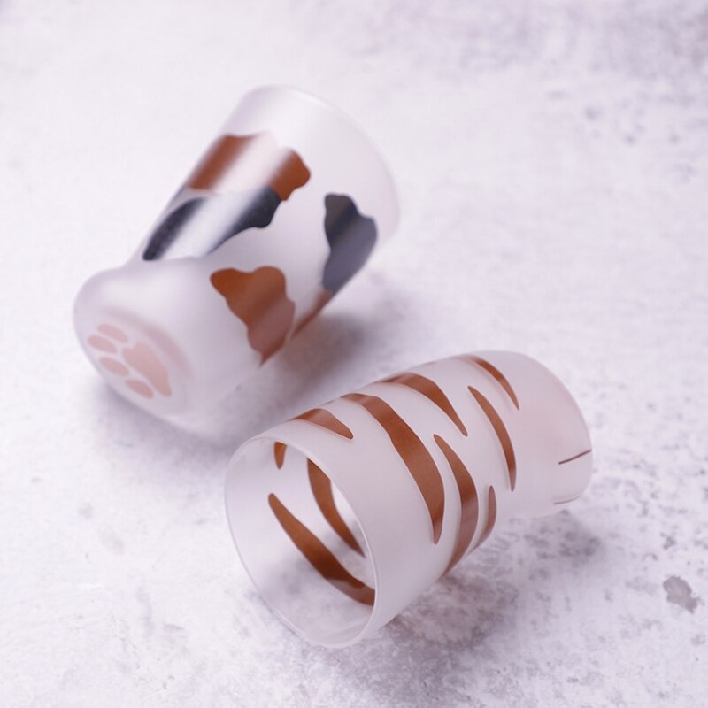 Taza creativa de cristal de leche de 300 ml taza con Gato Tigre patas tazas de café desayuno leche vaso personalidad niños botella de bebida