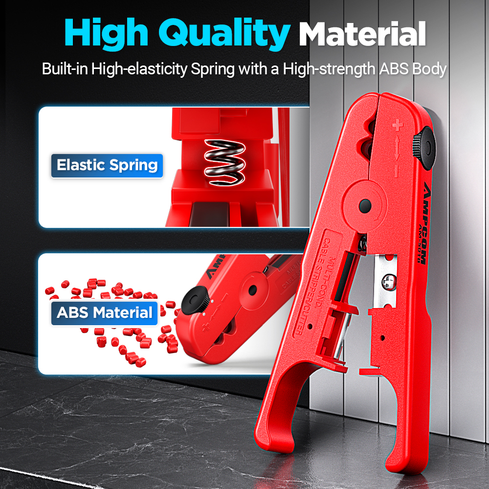 AMPCOM Wire Stripper Ethernet Cable Cutter Round Cable Cutting Tool Lan Cable Stripping Tool for CAT7 CAT6 CAT5E CAT5 Round Wire