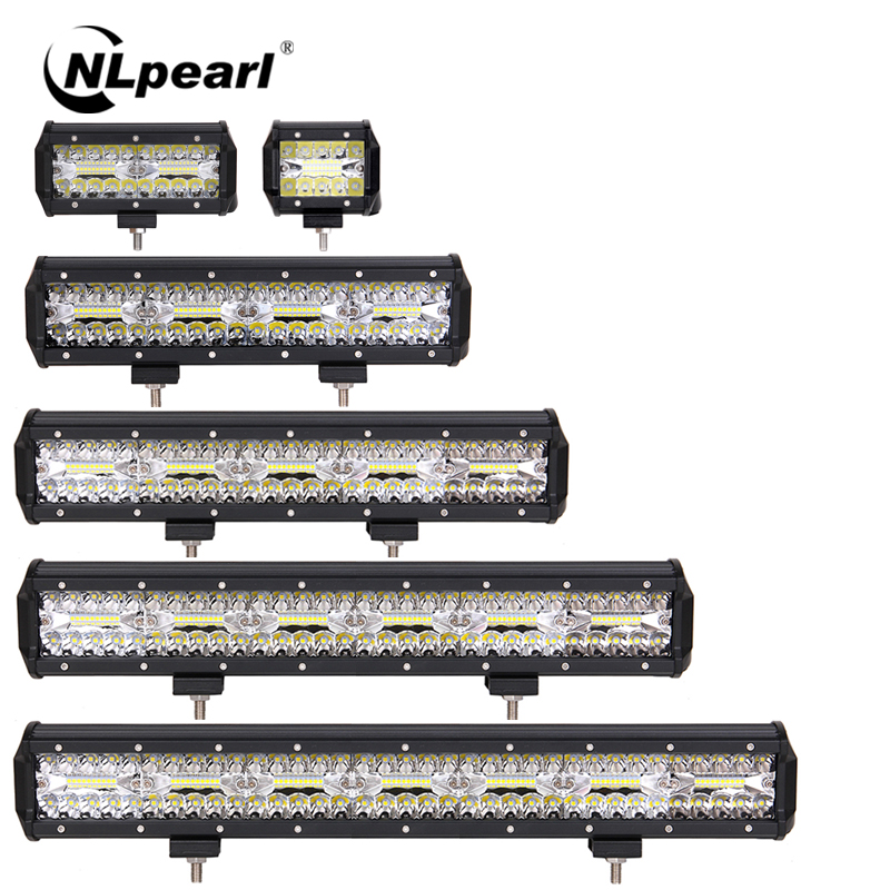 Nlpearl 3- rad led bar 4-20 tommer led lys bar/arbeidslys for bil traktor båt offroad 4 x 4 lastebil atv 12v 24v arbeidslampe frontlykt
