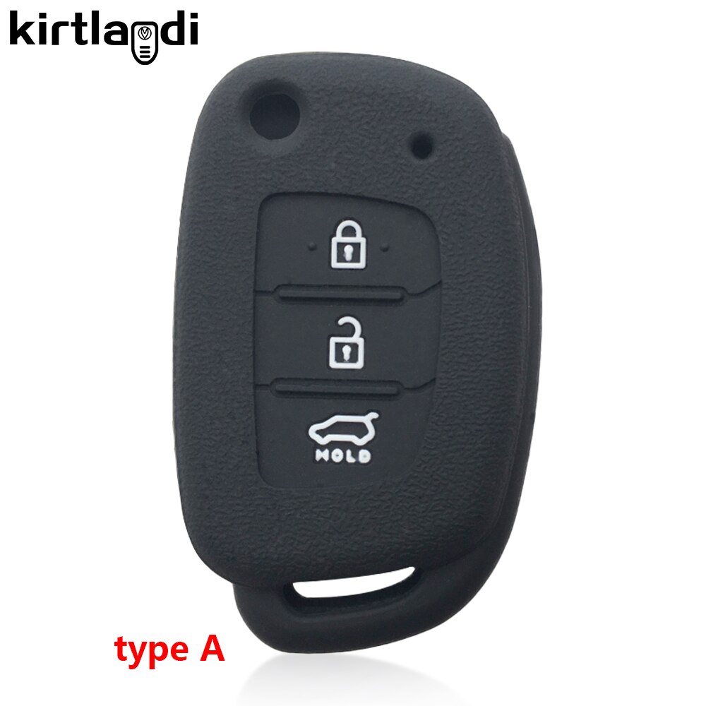 Kirtlandi – housse de protection en Silicone pour clé de voiture, pour Hyundai Solaris I10 I20 Ix25 Elantra, accessoires: type A black