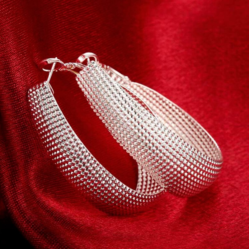 AGLOVER-pendientes de aro en U para mujer, de Plata de Ley 925 de 40MM, aretes de , joyería de boda, de cumpleaños: Default Title