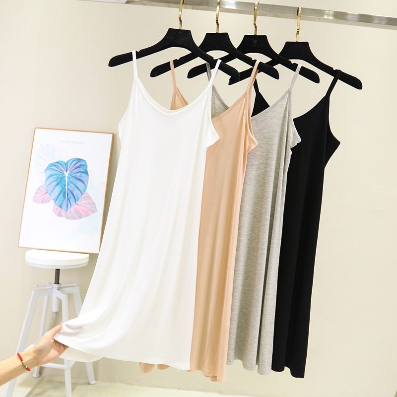 Frühling Sommer 2024 Frau Panzer Kleid lässig modal sexy Leibchen Elastische Weibliche Hause Strand Kleider Oansatz Camis sexy Kleid