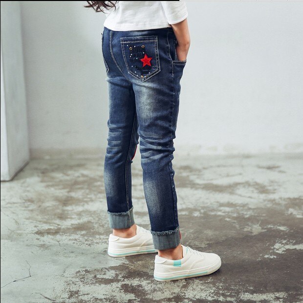 Vrouwelijke Kind Jeans En Najaar Borduurwerk Brief Kinderen Broek Meisjes Casual Broek