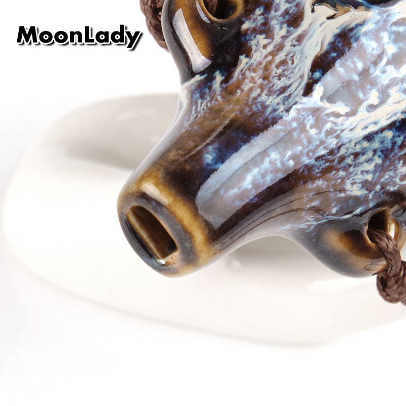 2 Colors Ocarina 6 Hole Kiln-Change Small Ocarina Alto C Tone Beginner Ocarina Tourist Souvenir Teaching Toys Ceramic Pendant