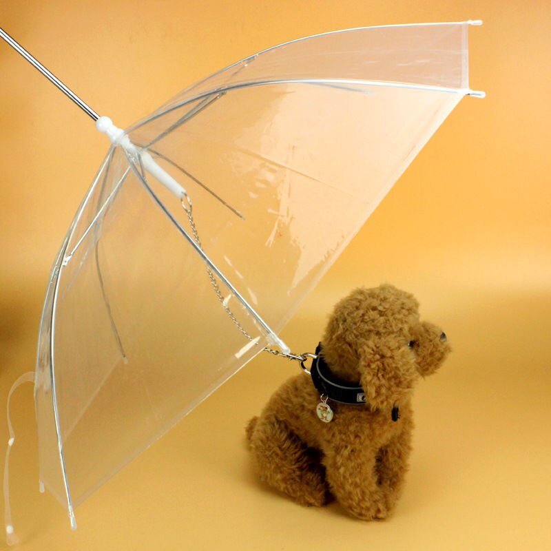 Limiet 100 Transparante Paraplu met Ingebouwde Leiband Hond Puppy Droog Comfortabel In Regen