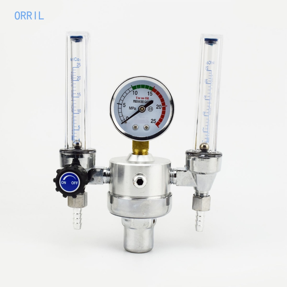 Argon Regulator Dual Tube Gas Flowmeter for tig welding G5/8-14 connector