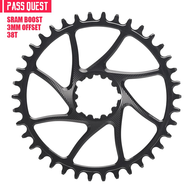 PASS QUEST 3mm Offset Crankset SRAM Gx xx1 Eagle GXP Round MTB Narrow Wide Chainring 32T-38T Bike Bicycle Chainwheel/Chain Wheel: 38T
