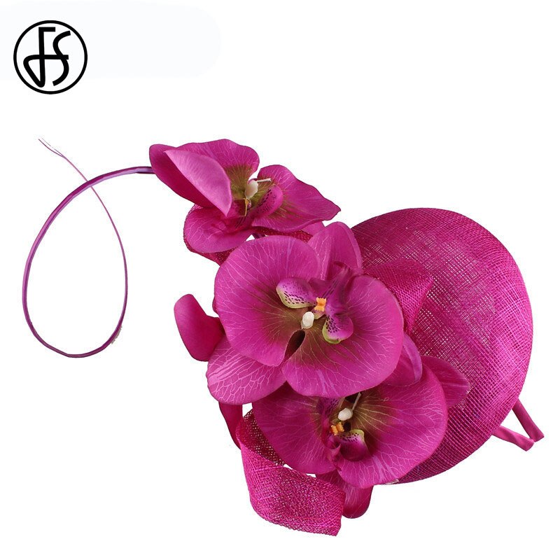 FS Sinamay-sombreros de tocado de Iglesia amarillo para mujer, tocado de novia , color blanco, para boda