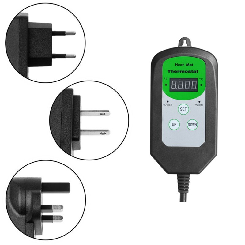 120V US/UK/EU Plug Digital Thermostat Day Night Temperature Control Sensor Regulator for Terrarium Heating Outlet Brooder C42