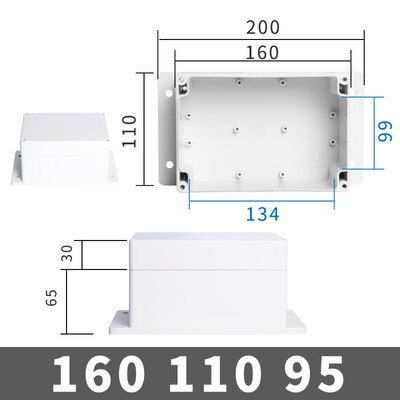 IP68 Waterproof Enclosure Plastic Box Electronic Project Outdoor Instrument Electrical Project Box Junction Housing with ears: 160-110-95