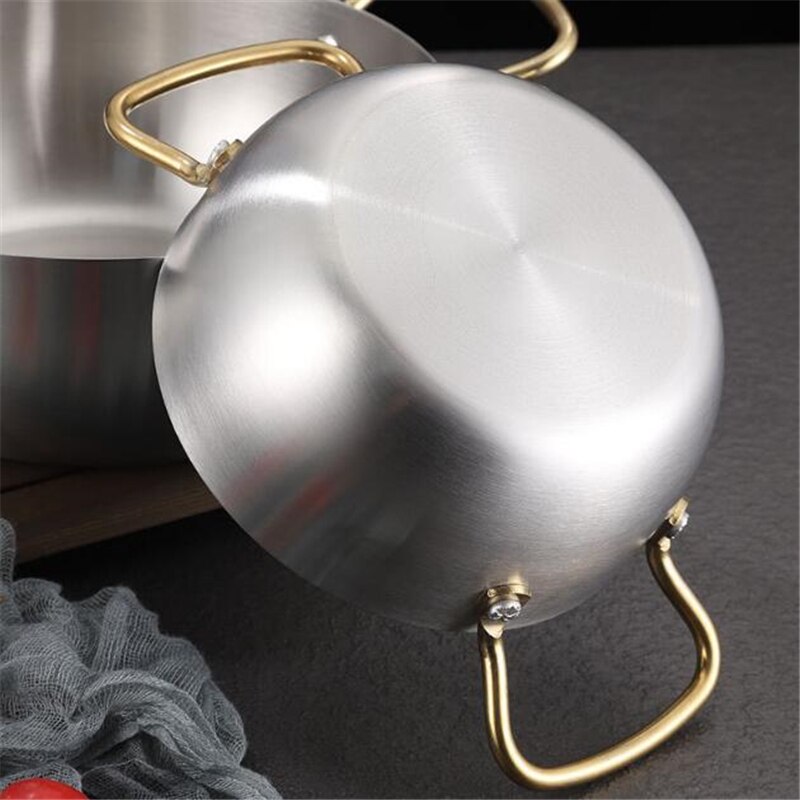 1Pc Household Soup Pot Instant Noodle Pot Stainless Steel Ramen Pot Double Ear Small Cooking Pot Induction Cooker