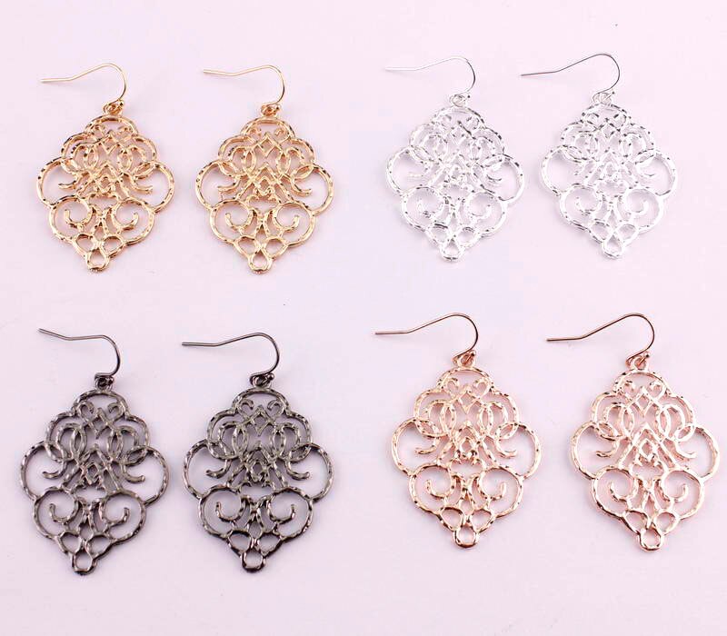 Vintage bohemiska guld filigran marockanska statement dangle örhängen för kvinnor enkla smycken örhängen